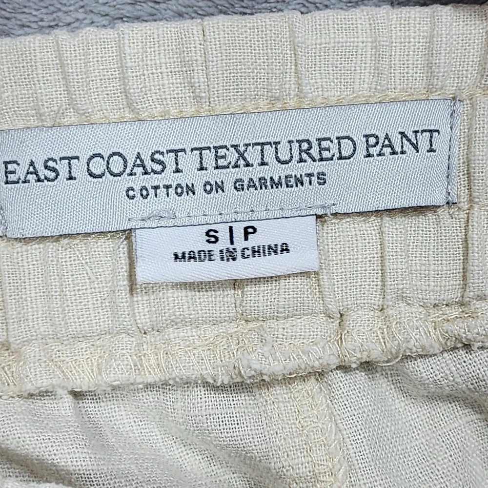Cotton On Pants Mens S Ivory East Coast Textured Linen Chino Relaxed Summer